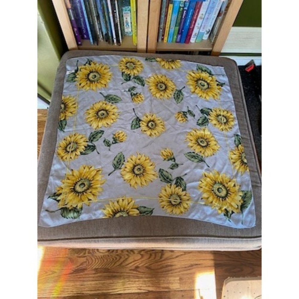 Vintage DVF Scarf Diane Von Furstenberg Japan Floral Yellow Silk Sunflowers